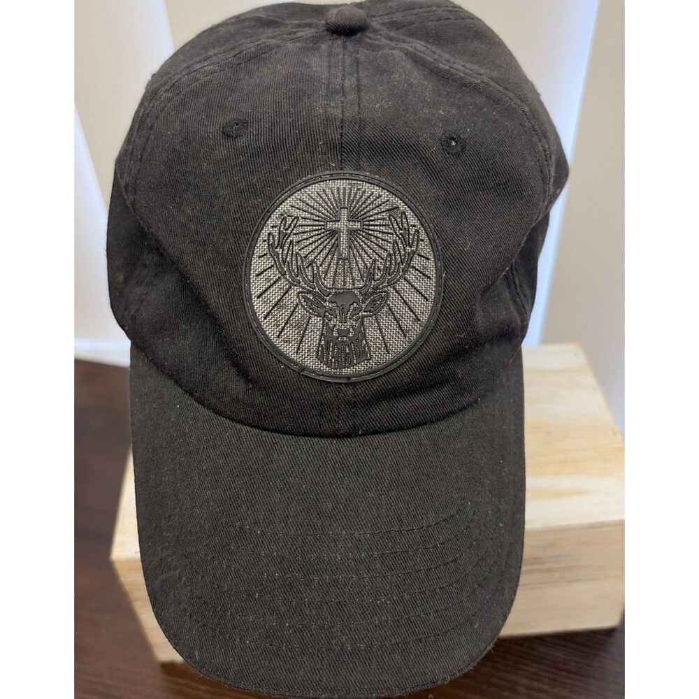 Jagermeister Cap adjustable Size Black SilveEmbroidered Stag Logo Hat Pride Brim